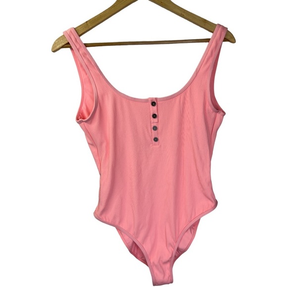 L*SPACE PINK RIBBED FLOAT ON ONE PIECE SWIM SUTE NWT SZ L - Picture 4 of 10